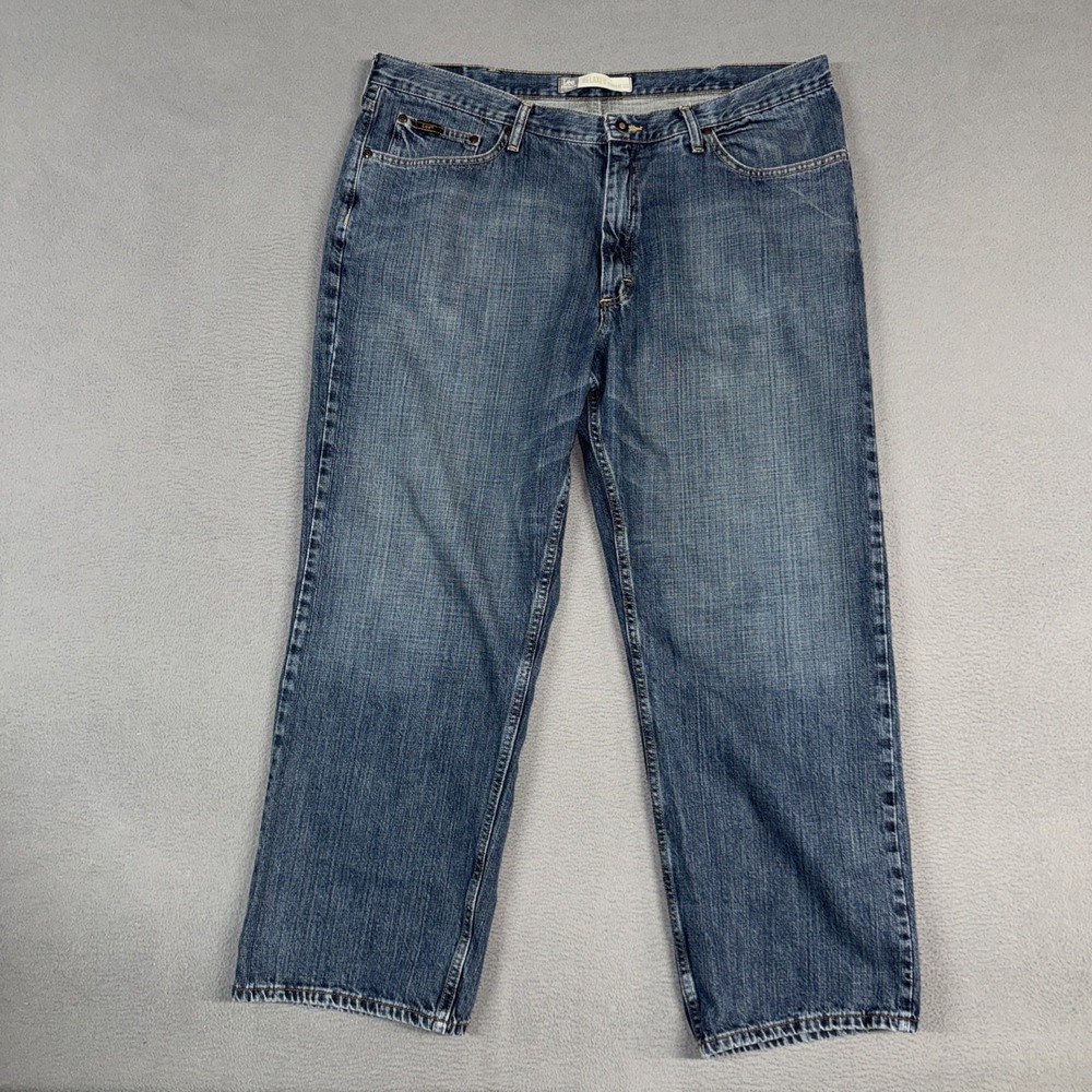 Lee Jeans Mens 42x32 (Fits 40x29) Blue Relaxed Premium Select Distressed Denim